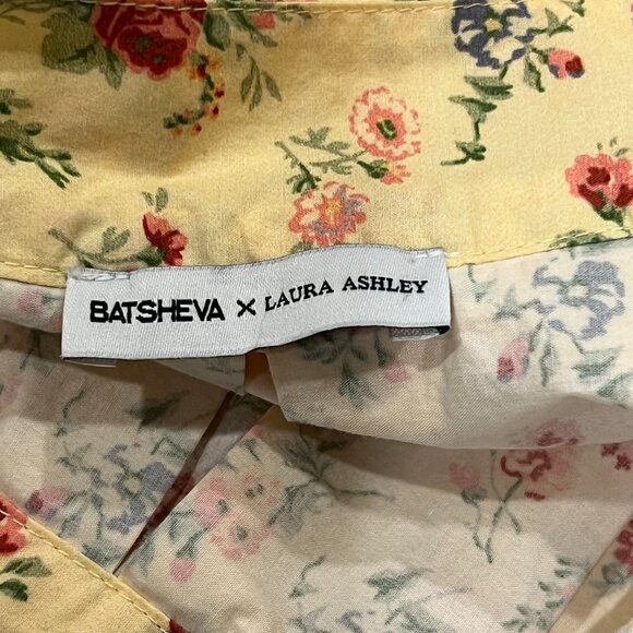 Batsheva Laura Ashley Eres Pleated Floral A-line Midi Skirt - Picture 3 of 7